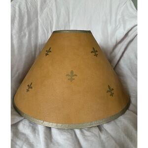 Vintage Lamp Shade Gold FLEUR DE LIS beige 11x7x3.5” antique style faux leather